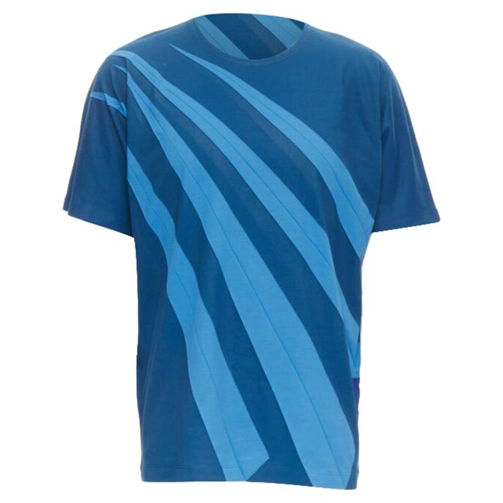 ISSEY MIYAKE MEN blue bonded pleat graphic print tshirt M